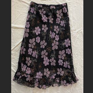 Believe Purple, Black, and Bronze Floral Skirt